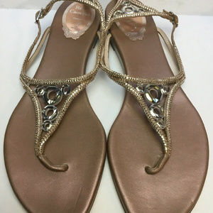 RENE CAOVILLA JEWELED THONGS SANDALS 39.5 8.5 9